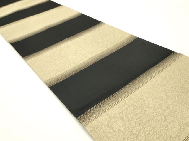 平和屋着物●両面 六通柄袋帯 市松文 金通し地 正絹 逸品 DAAZ3426ob