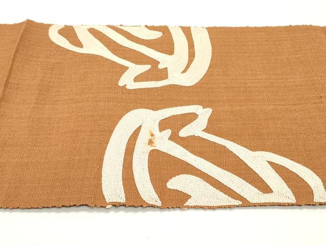 平和屋着物●本場結城紬 重要無形文化財 八寸名古屋帯 総刺繍 抽象文様 正絹 逸品 DAAZ3436ob