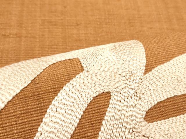 平和屋着物●本場結城紬 重要無形文化財 八寸名古屋帯 総刺繍 抽象文様 正絹 逸品 DAAZ3436ob