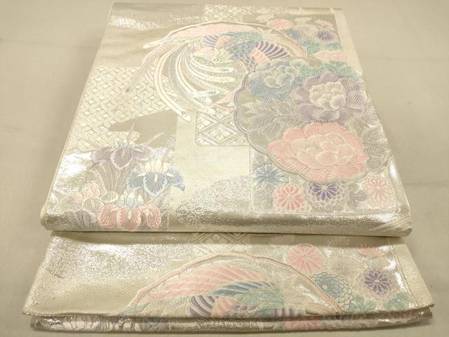 平和屋着物◎六通柄袋帯 唐織 九百錦 渡橋鳳凰花文 銀糸 正絹 逸品 DAAZ3524jm