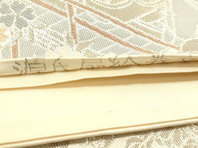 平和屋着物◎六通柄袋帯 源氏扇絵巻文 プラチナ二重箔 正絹 逸品 DAAZ3525jm