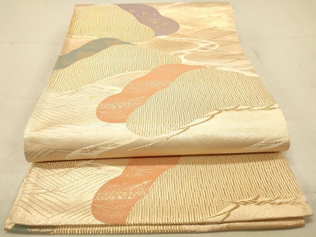 平和屋着物◎六通柄袋帯 立波松文 金銀糸 正絹 逸品 DAAZ3528jm
