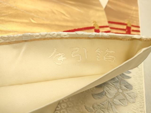 平和屋着物◎六通柄袋帯 唐織 蒔絵錦 手引箔 渡橋花文 金銀糸 正絹 逸品 DAAZ3532jm