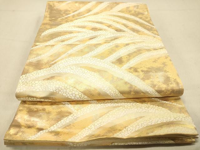 平和屋着物◎六通柄袋帯 立波文 金糸 引箔 正絹 逸品 DAAZ3538jm