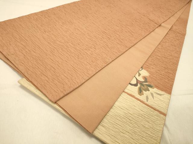 平和屋着物◎太鼓柄袋帯 ふくれ織 更紗花文 正絹 逸品 DAAZ3547jm