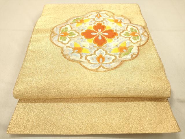 平和屋着物◎綴れ 八寸名古屋帯 更紗花菱文 金銀糸 正絹 逸品