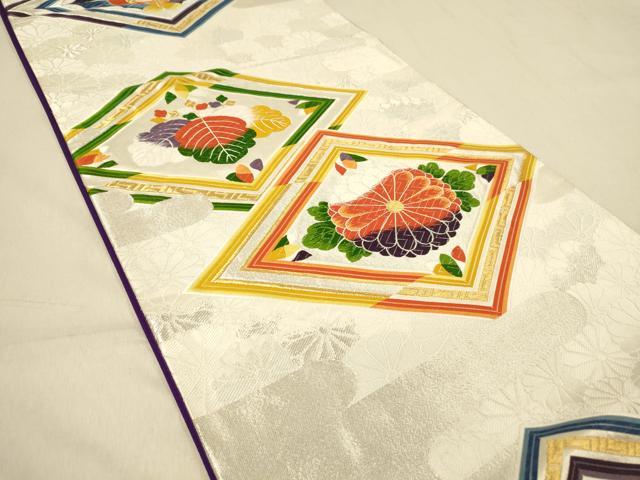 平和屋着物◎六通柄袋帯 唐織 花蝶菱文 金銀糸 正絹 逸品 DAAZ3610jm