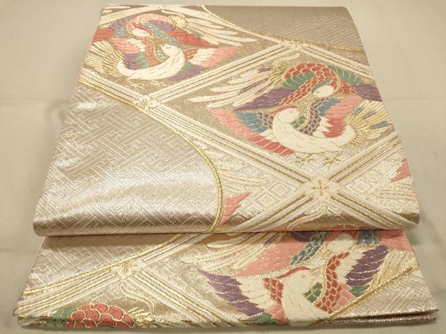 平和屋着物◎六通柄袋帯 唐織 天井双鳥文 金銀糸 正絹 逸品 DAAZ3612jm