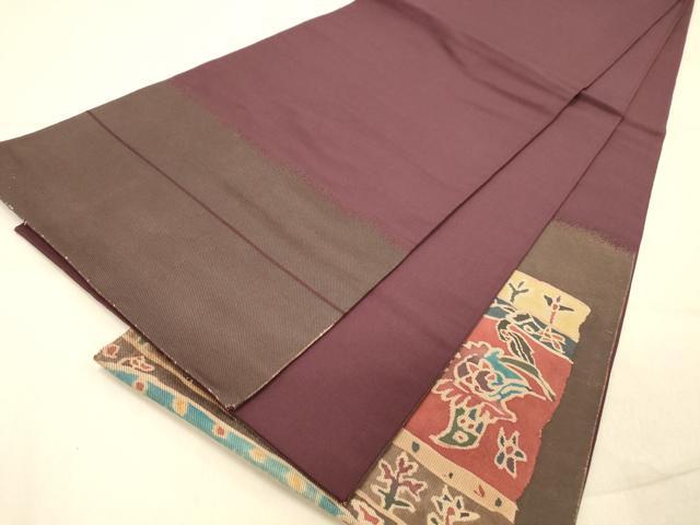 平和屋着物◎太鼓柄袋帯 横段草花文 正絹 逸品 DAAZ3661jm