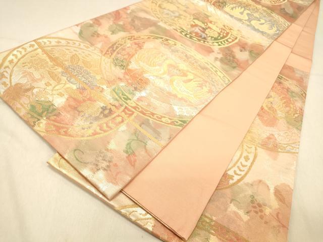 平和屋着物◎六通柄袋帯 古都錦 高級 更紗双鳥花文 金銀糸 引箔 正絹 逸品 DAAZ3738jm