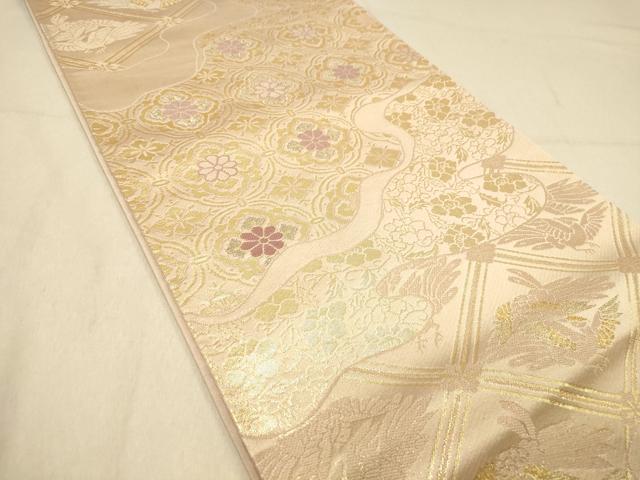 平和屋着物◎六通柄袋帯 道長鳳凰花菱文 金糸 正絹 逸品 DAAZ3758jm