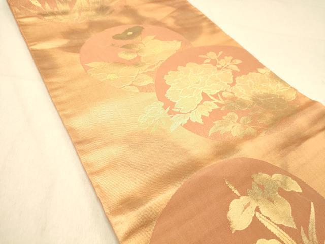 平和屋着物◎六通柄袋帯 草花丸文 金糸 正絹 逸品 DAAZ3761jm
