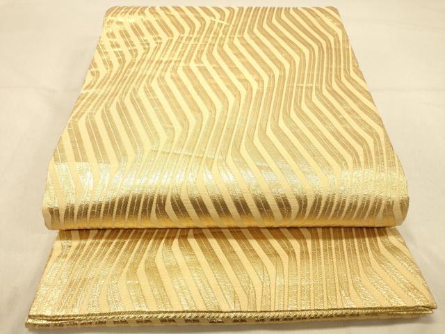 平和屋着物◎佐賀錦 両面 六通柄袋帯 舞花文 金銀糸 正絹 逸品 DAAZ3769jm