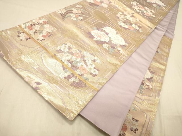 平和屋着物◎六通柄袋帯 唐織 天井吉祥花文 金糸 正絹 逸品 DAAZ3818jm