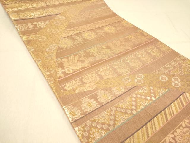 平和屋着物◎六通柄袋帯 名物裂 鳳凰花文 花兎 正絹 逸品 DAAZ3827jm