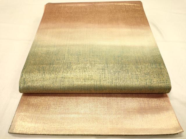 平和屋着物◎全通柄袋帯 霞文 金糸 正絹 逸品 DAAZ3871jm