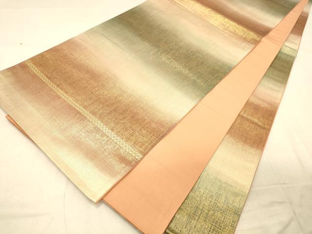 平和屋着物◎全通柄袋帯 霞文 金糸 正絹 逸品 DAAZ3871jm