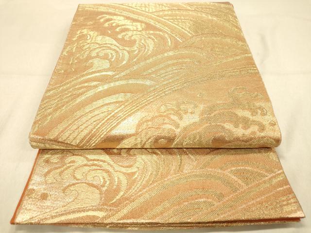 平和屋着物◎六通柄袋帯 荒波文 金糸 鈴乃屋扱い 正絹 逸品 DAAZ3877jm