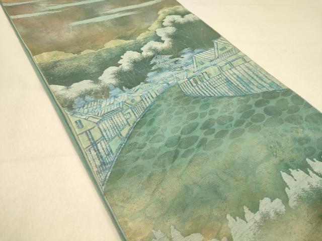 平和屋着物◎六通柄袋帯 風景文 金銀糸 正絹 逸品 DAAZ3903jm