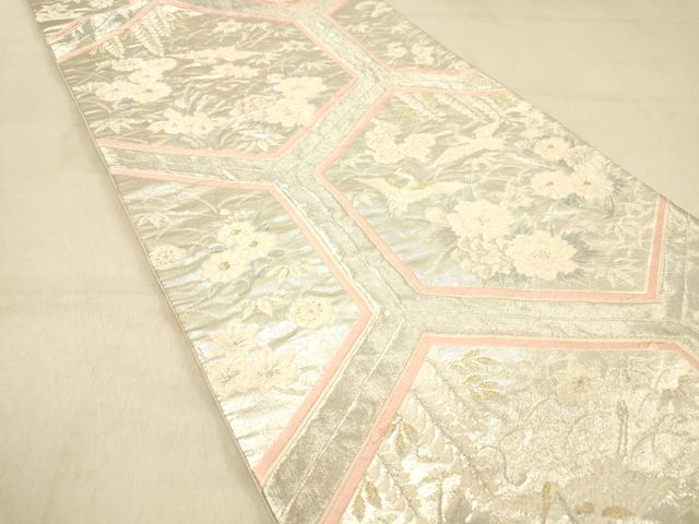 平和屋着物◎六通柄袋帯 亀甲飛鶴花文 金銀糸 正絹 逸品 DAAZ3984jm