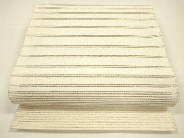 平和屋着物*夏物 絽綴れ 八寸名古屋帯 横段文 銀糸 正絹 逸品 DAAZ4016cm