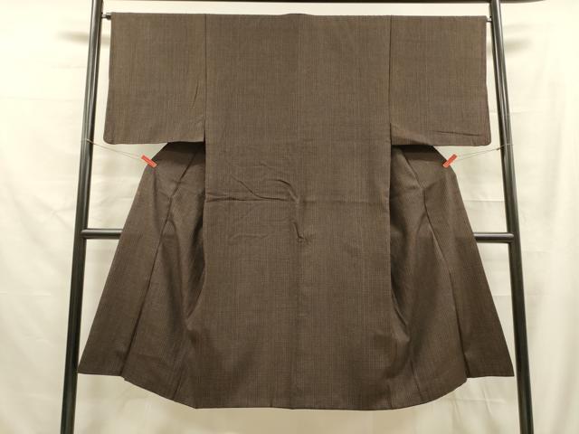 平和屋着物■男性 紬 格子 正絹 逸品 DAAZ4140cm