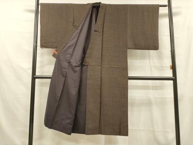 平和屋着物■男性 紬 格子 正絹 逸品 DAAZ4140cm