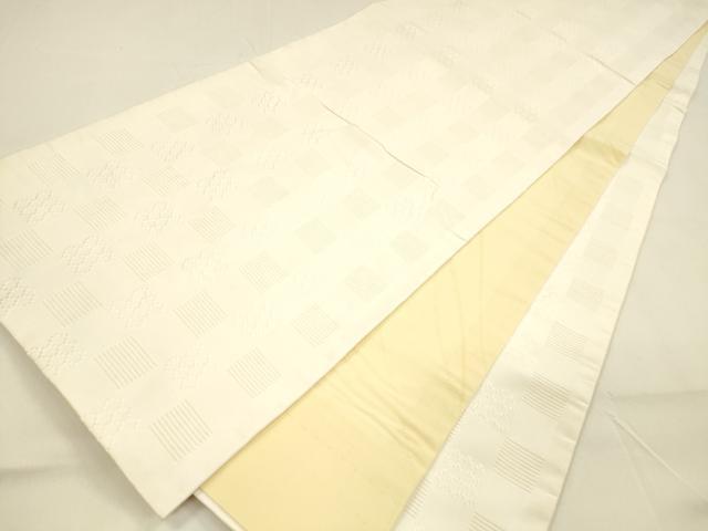 平和屋着物●沖縄県最高級織物 首里花倉織 全通柄袋帯 抽象文様 薄卵色 正絹 逸品 DAAZ4159cm
