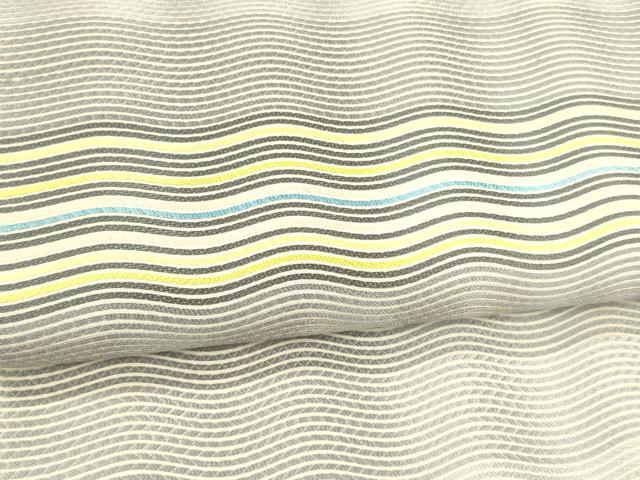 平和屋着物●本場筑前博多織 八寸名古屋帯 よろけ縞 正絹 逸品 DAAZ4176cm