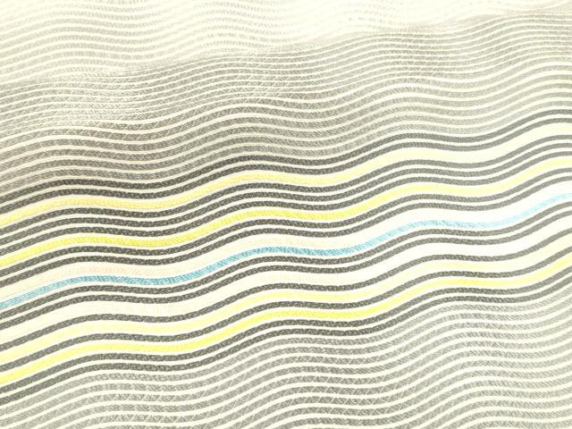 平和屋着物●本場筑前博多織 八寸名古屋帯 よろけ縞 正絹 逸品 DAAZ4176cm