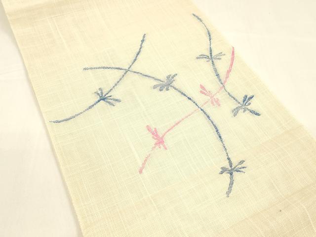平和屋着物*夏物 八寸名古屋帯 草葉文 DAAZ4226cm