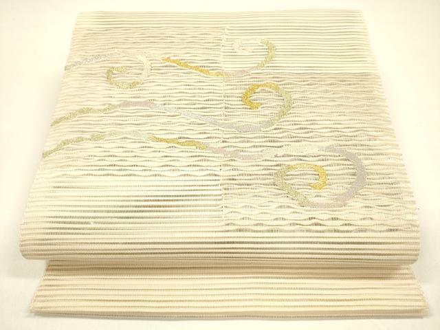 平和屋着物*夏物 絽綴れ 八寸名古屋帯 流水文 金銀糸 正絹 逸品 DAAZ4228cm