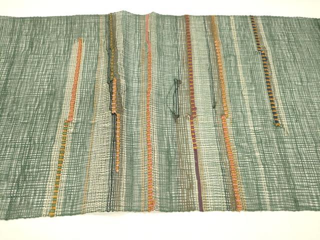 平和屋着物*夏物 八寸名古屋帯 横段文 金糸 正絹 逸品 DAAZ4230cm