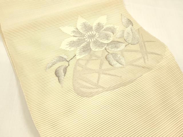 平和屋着物*夏物 絽綴れ 八寸名古屋帯 草花文 銀糸 正絹 逸品 DAAZ4253cm