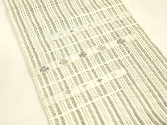 平和屋着物*夏物 八寸名古屋帯 横段花文 金銀糸 正絹 逸品 DAAZ4262cm