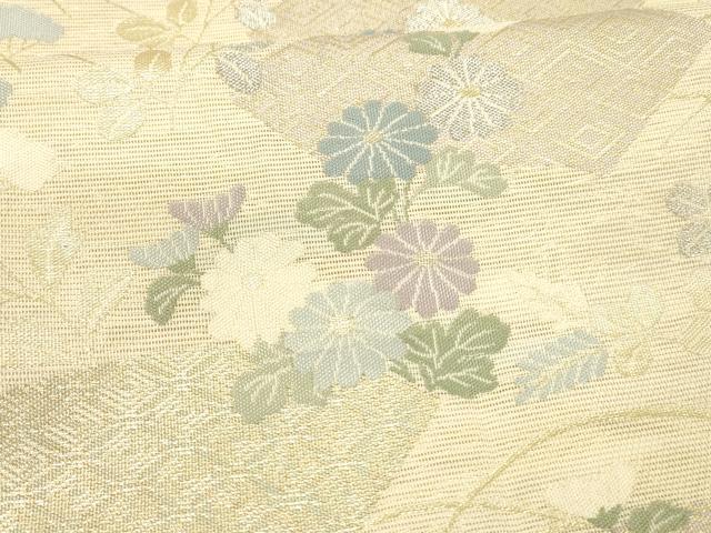 平和屋着物*夏物 六通柄袋帯 草花文 金銀糸 正絹 逸品 DAAZ4270cm