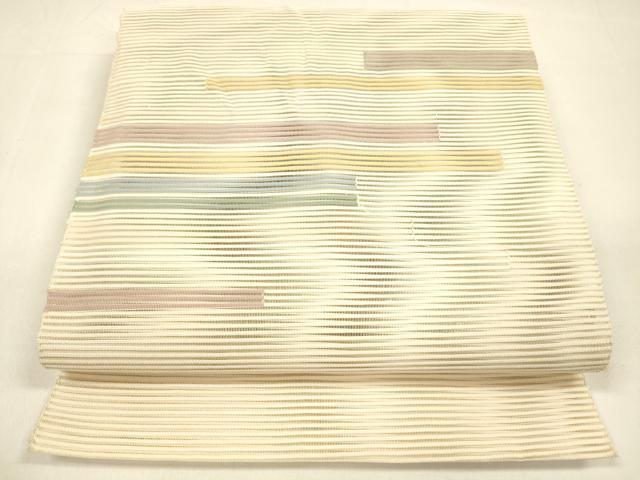 平和屋着物*夏物 絽綴れ 八寸名古屋帯 横段文 正絹 逸品 DAAZ4276cm