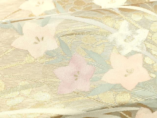 平和屋着物*夏物 六通柄袋帯 草葉文 金銀糸 正絹 逸品 DAAZ4283cm