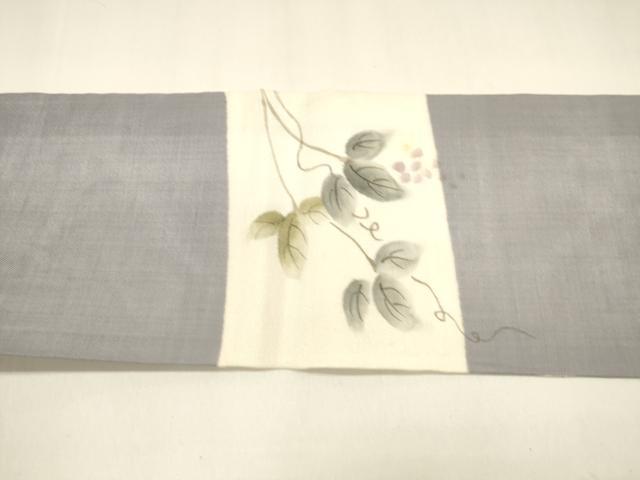 平和屋着物*夏物 九寸名古屋帯 手描き 葡萄蔦の葉文 正絹 逸品 DAAZ4291cm
