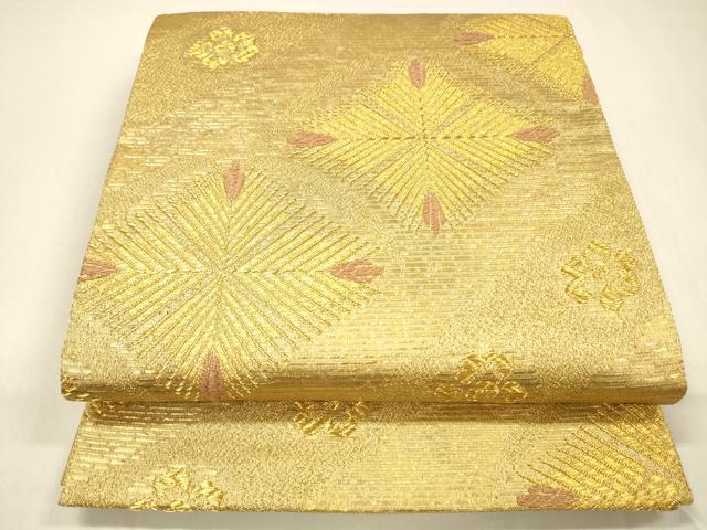 平和屋着物●六通柄袋帯 唐織 作家物 松菱花文 金糸 正絹 逸品 DAAZ4319cm