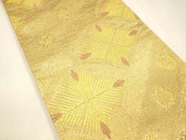 平和屋着物●六通柄袋帯 唐織 作家物 松菱花文 金糸 正絹 逸品 DAAZ4319cm