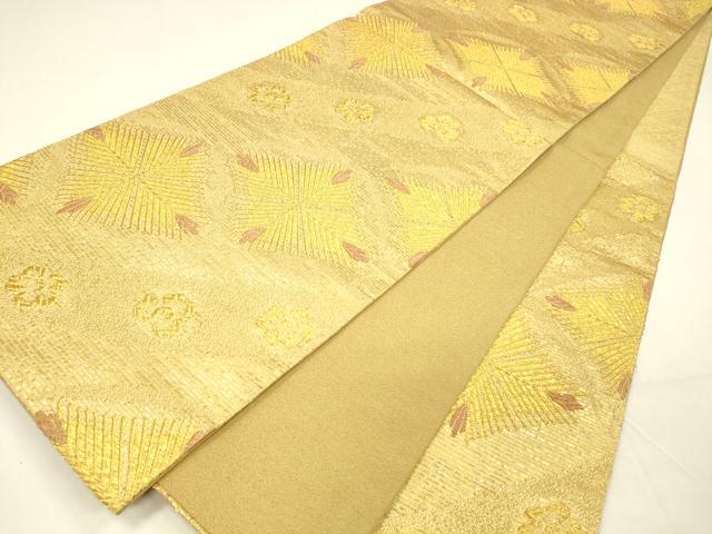平和屋着物●六通柄袋帯 唐織 作家物 松菱花文 金糸 正絹 逸品 DAAZ4319cm