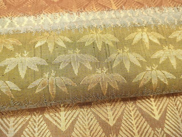 平和屋着物●六通柄袋帯 松葉花文 金糸 正絹 逸品 DAAZ4337cm
