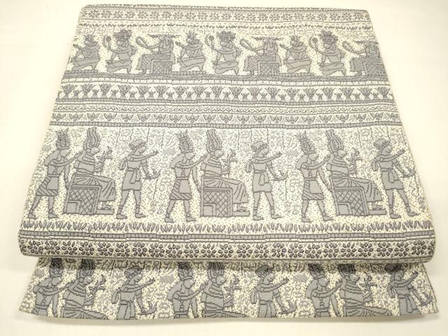 平和屋着物●本場筑前博多織 八寸名古屋帯 壁画文様 正絹 逸品 DAAZ4359cm
