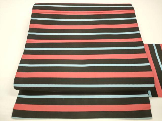平和屋着物●綴れ 九寸名古屋帯 横段文 正絹 逸品 DAAZ4365cm