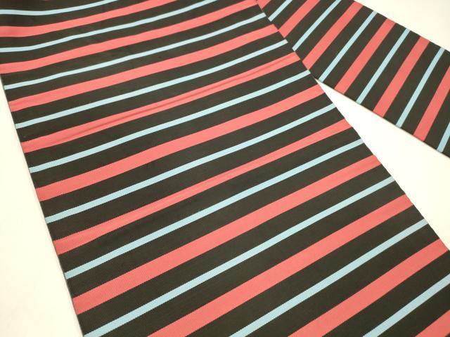 平和屋着物●綴れ 九寸名古屋帯 横段文 正絹 逸品 DAAZ4365cm