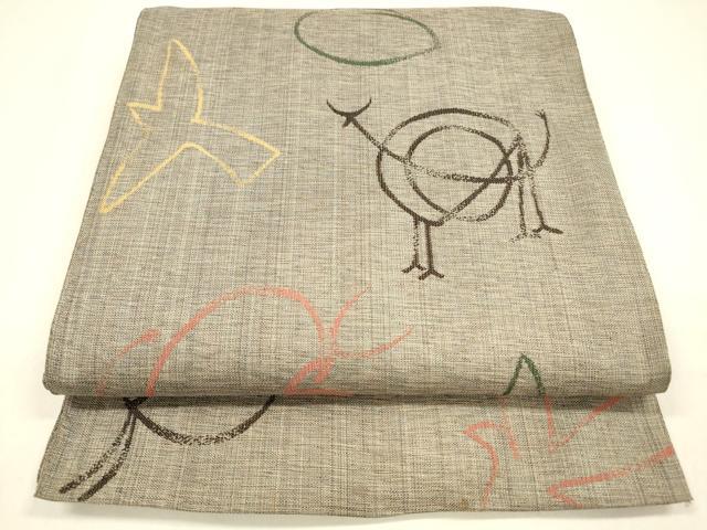 平和屋着物●六通柄 本袋帯 動物文 正絹 逸品 DAAZ4388cm