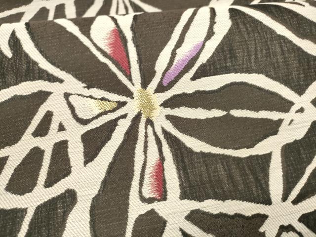 平和屋着物▽西陣 弥栄織物謹製 スリーシーズン 春夏秋 九寸名古屋帯 舞花文 金糸 証紙付き 正絹 逸品 DAAZ4416cm