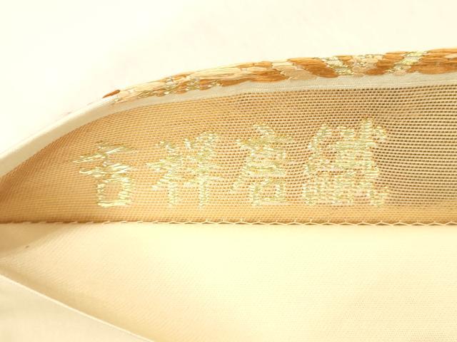 平和屋着物●六通柄袋帯 吉祥唐織 能衣彩松文様 金糸 正絹 逸品 DAAZ4418cm