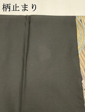 平和屋着物●六通柄袋帯 唐織 青海波桜花文 黒地 金糸 正絹 逸品 DAAZ4435cm